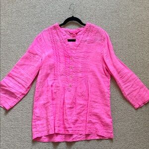 Lilly Pulitzer Neon Pink Women's Linen Tunic Top Sz M